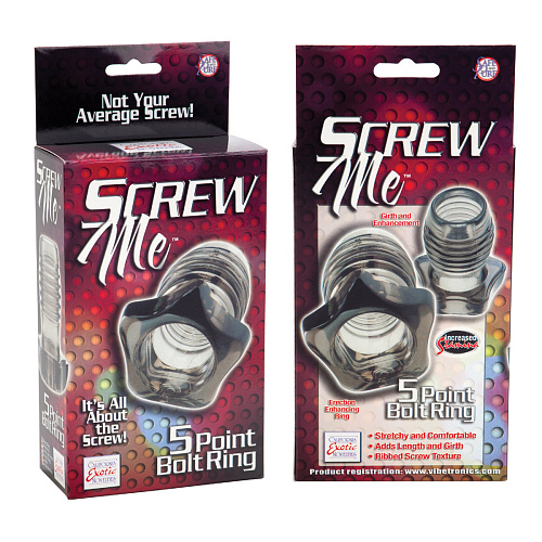 Дымчатое кольцо California Exotic Novelties Screw Me 5 Point Bolt Ring SE-1475-30-3