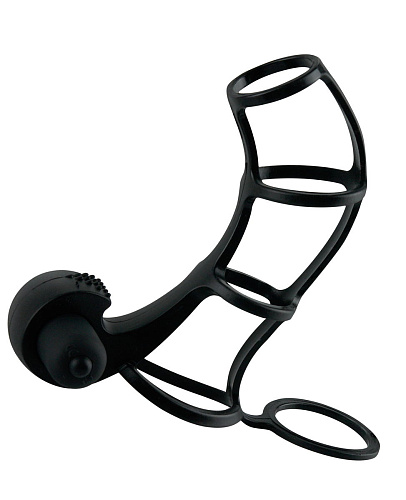 Чёрная вибронасадка Pipedream Deluxe Silicone Power Cage PD4142-23 (12 см)