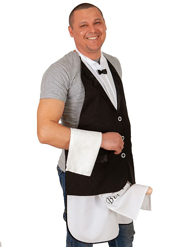 Чёрно-белый фартук с фаллосом LOVETOY (А-Полимер) «Официант» ГБ-013