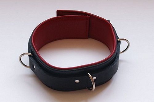 Чёрный средний подшитый ошейник с красной изнанкой Beastly 10335-2BR