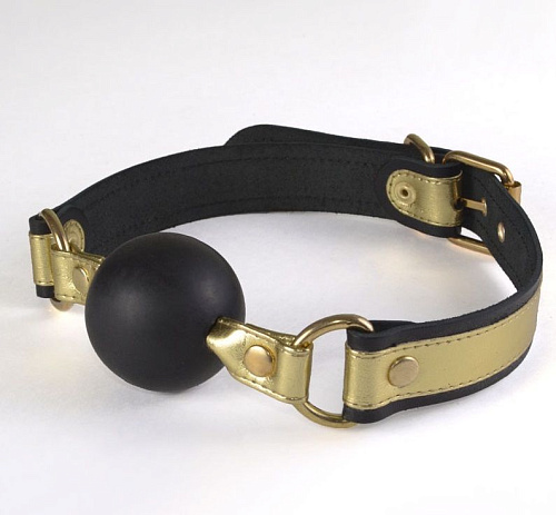 Кляп-шарик на чёрно-золотистых ремешках Sitabella 3005-18