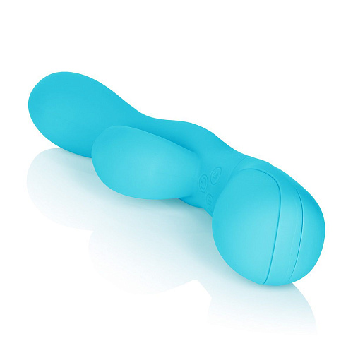 Голубой вибромассажёр со стимуляцией клитора California Exotic Novelties Impress Tongue SE-4420-12-3 (18 см)