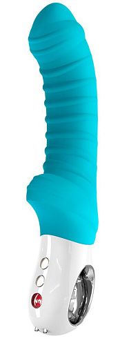 Бирюзовый вибратор с рёбрышками Fun Factory Tiger 1131074 (22,3 см)