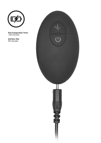 Чёрный гладкий вибромассажёр с электростимуляцией и пультом ДУ Shots Media BV E-Stim G/P-Spot Vibrator ELC020BLK (19,5 см)