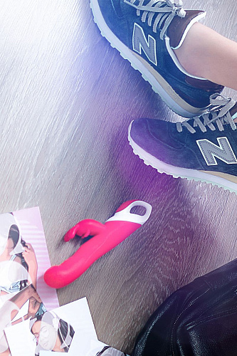 Розовый вибратор с клиторальным стимулятором с подогревом JOS ELLY 783003 (21,5 см)