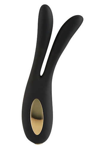 Чёрный сплит-вибромассажёр Toy Joy Flare Bunny 10300 black (16 см)