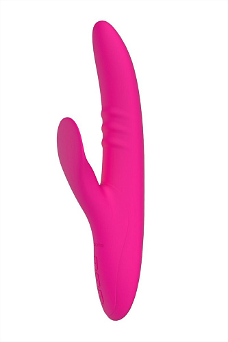 Розовый вибратор с клиторальным стимулятором Nalone Peri CS-B037-2 (23,3 см)