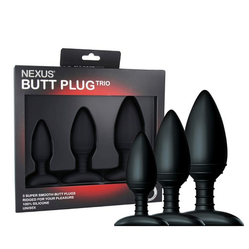 Набор из 3 чёрных анальных втулок Nexus Range NEXUS BUTT PLUG TRIO SET E29744