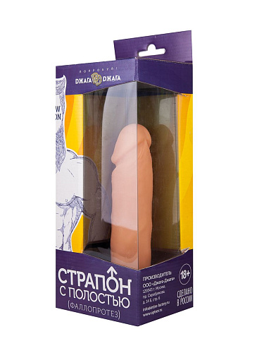 Страпон телесного цвета с полостью на чёрной резинке Сумерки богов 1005-01 CD DD