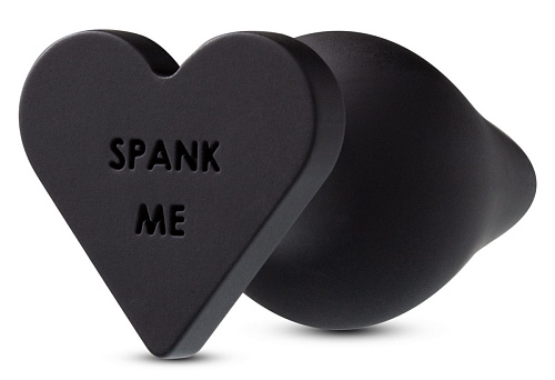 Чёрная анальная пробка с основанием-сердечком Blush Novelties Spank Me Butt Plug BL-95635 (8,5 см)