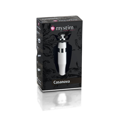 Белый с серебристым анально-вагинальный электростимулятор MyStim Casanova 46330