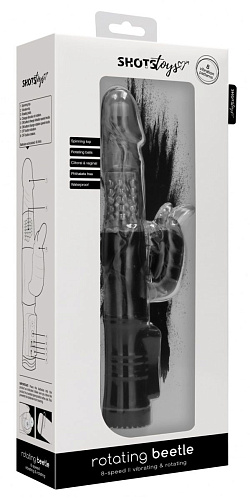 Чёрный вибратор-кролик Shots Media BV Rotating Beetle SHTO005BLK (22 см)