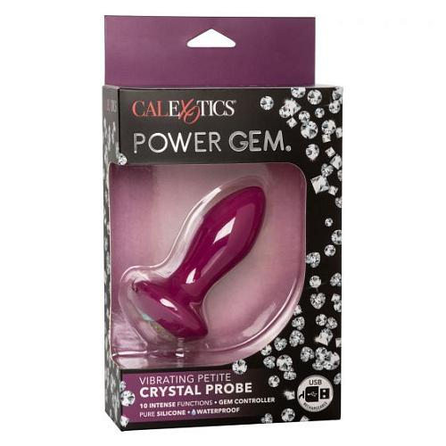Фиолетовая анальная вибропробка с кристаллом California Exotic Novelties Vibrating Petite Crystal Probe SE-0385-07-3 (9,5 см)
