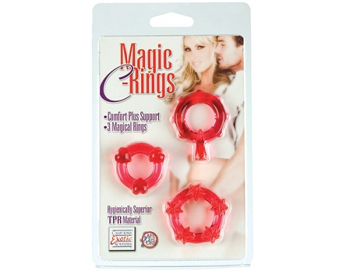 Набор из 3-х красных эрекционных колечек California Exotic Novelties MAGIC C-RINGS SE-1429-30-2