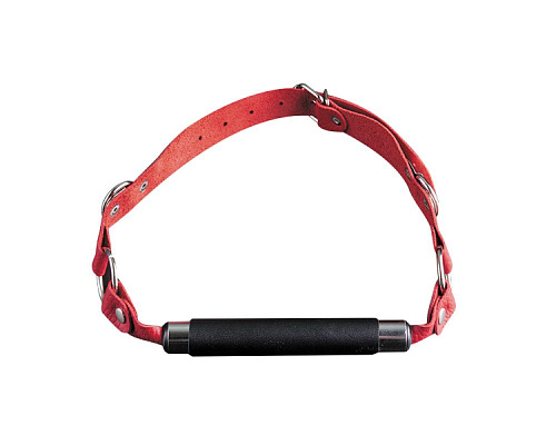 Кляп-трензель на красных кожаных ремешках с застёжкой Sitabella 3096-2