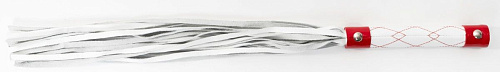 Белая многохвостая плеть с красной окантовкой БДСМ арсенал 911-26 BX DD (27 см)