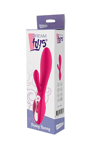 Розовый вибратор с клиторальным отростком Dream Toys HONEY BUNNY 21366