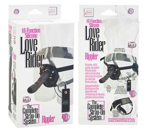 Страпон чёрного цвета с вибрацией California Exotic Novelties Love Rider Rippler SE-1498-45-3 (18,5 см)