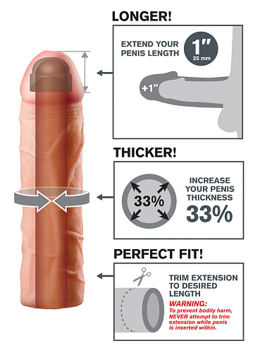 Телесная насадка Pipedream Perfect 1 Extension  PD4110-21 (17,7 см)