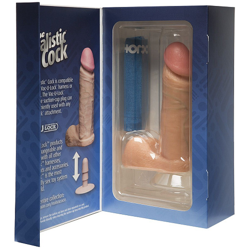 Телесный фаллоимитатор на съёмной присоске Vac-U-Lock Doc Johnson The Realistic Cock 6” 0271-01-BX (17,3 см)