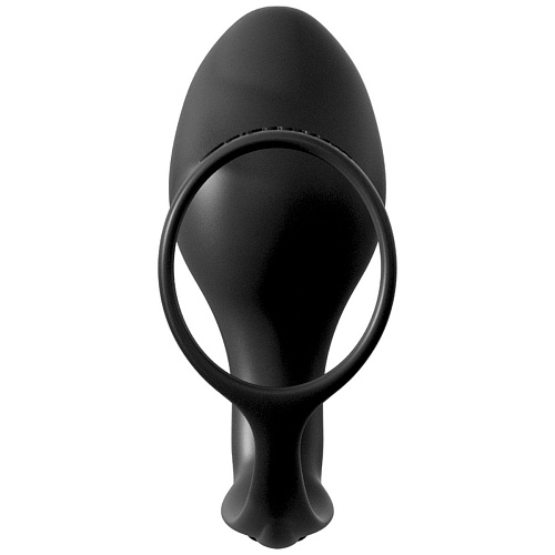 Эрекционное кольцо с анальной пробкой чёрного цвета Pipedream Ass-Gasm Cockring Advanced Plug PD4694-23