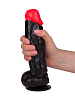 Чёрный фаллоимитатор с красной головкой LOVETOY (А-Полимер) 395500 (20 см)