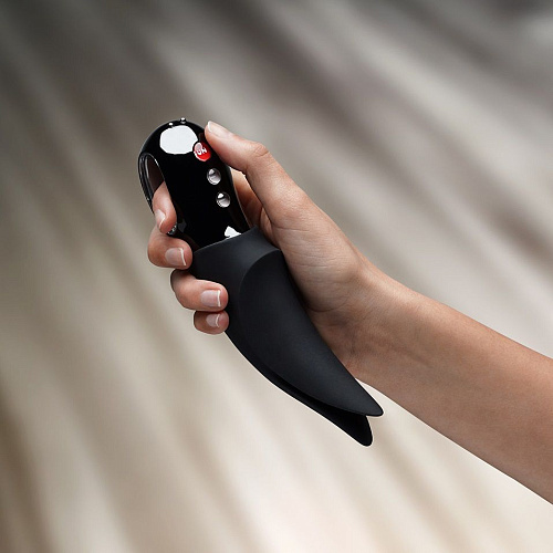 Чёрный вибратор с раздвоенным кончиком Fun Factory Volta Black Line 1141808 (18,9 см)