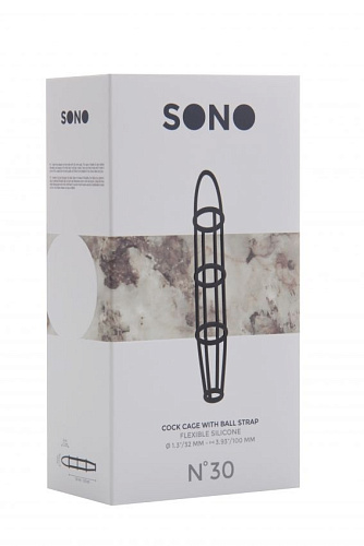 Чёрная насадка-клетка на пенис Shots Media BV Cockcage with ball strap №30 SON030BLK