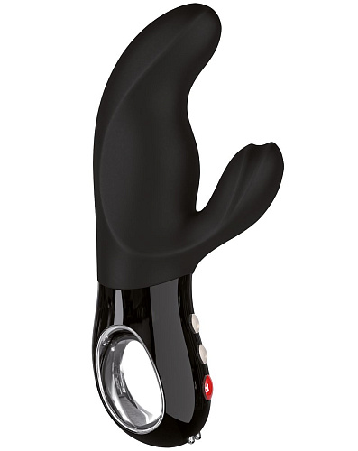 Чёрный вибратор с клиторальным отростком Fun Factory MiSS Bi Black Line 1201808 (17 см)