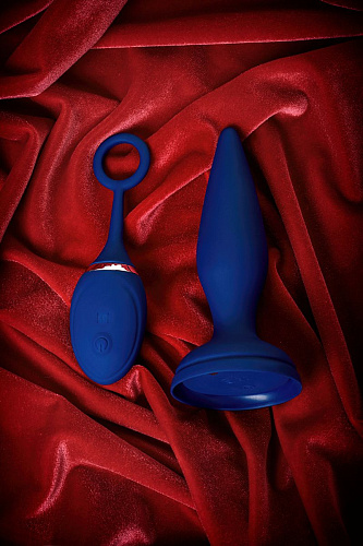 Синяя анальная вибровтулка с пультом ДУ ToyFa OPlay Unico 221001 (13,5 см)