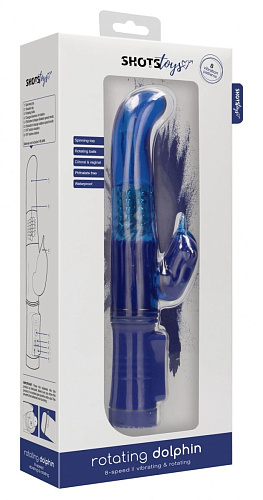 Синий вибратор-кролик Shots Media BV Rotating Dolphin SHTO004BLU (23 см)