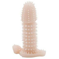 Телесная закрытая насадка на пенис с шипами Baile BI-016005-1002S (12,5 см)