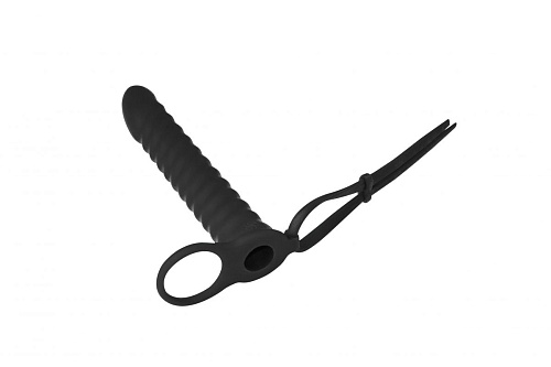 Чёрная вибронасадка для двойного проникновения Lola toys Rori 1205-01lola (17 см)