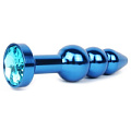 Удлинённая синяя анальная втулка с голубым кристаллом Anal Jewelry Plug QBLU-05 (11,3 см)