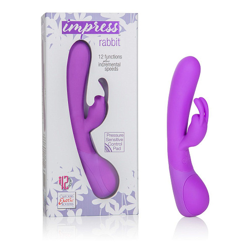 Фиолетовый вибромассажёр со стимуляцией клитора California Exotic Novelties Impress Rabbit SE-4425-14-3 (18 см)