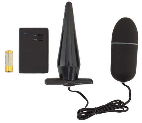 Чёрный вибронабор с пультом ДУ для анально-клиторальной стимуляции ToyFa 901311-5