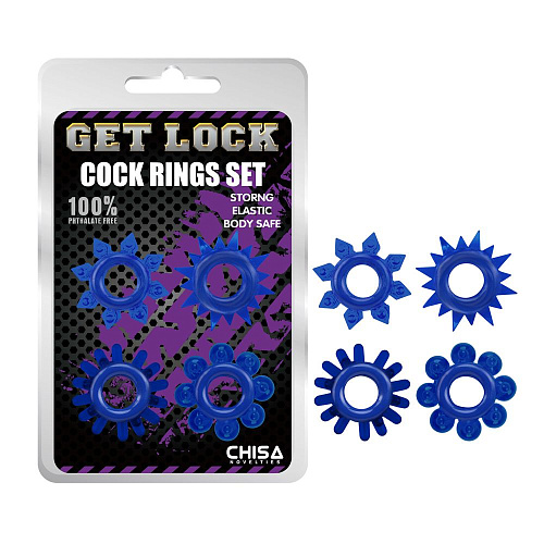 Набор из 4 синих колец Chisa Get Lock CN-00358236