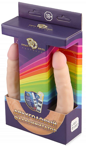 Телесный двухсторонний фаллоимитатор-реалистик Сумерки богов 3206-03 BX DD (42,5 см)