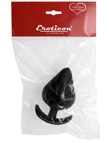 Чёрная коническая анальная пробка с ограничителем Eroticon 31044 (11 см)