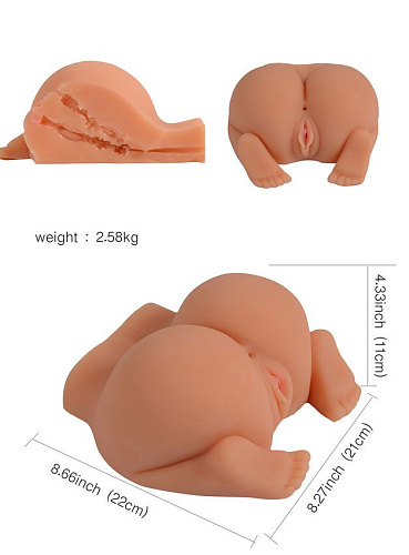 Телесная реалистичная вагина-полуторс SHEQU SQ-50076