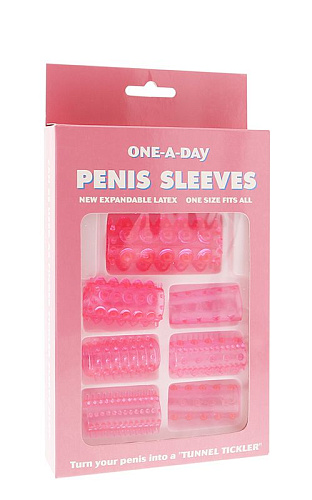 Набор из 7 розовых насадок на пенис Seven Creations ONE-A-DAY PENIS SLEEVES PINK007PK-BX