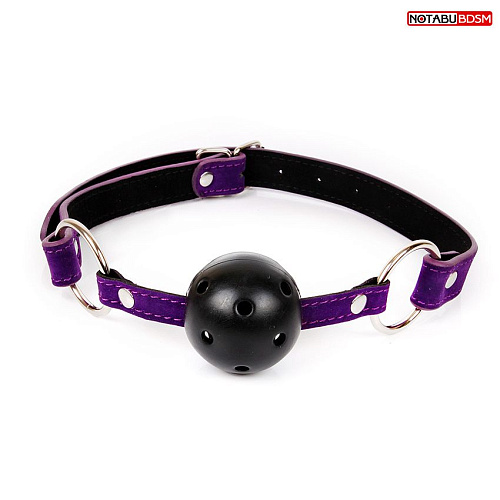 Чёрно-фиолетовый пластиковый кляп-шарик с отверстиями Bior toys Ball Gag MLF-90084-5