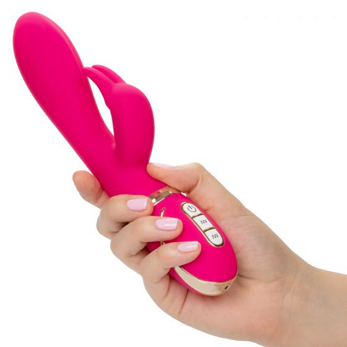 Розовый силиконовый вибратор с клиторальным отростком California Exotic Novelties Signature Silicone Ultra-Soft Rabbit SE-0609-35-3 (22,75 см)