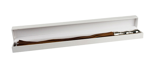 Коричневая плетка с покрытой белым золотом рукоятью Shots Media BV Luxury Whip18k-Whitegold plated OULM008