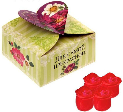 Набор красных мыльных роз Сима-Ленд «С любовью!» 1327994 (4 шт)