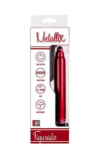 Красный вибратор Dream Toys METALLIX FIGURADO BULBED VIBRATOR 21031 (11,5 см)