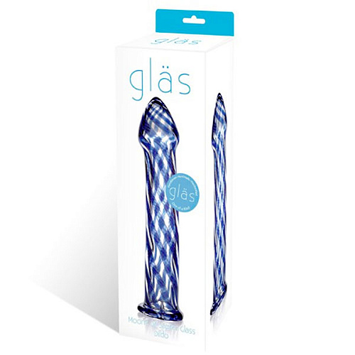 Стильный клетчатый фаллос из стекла Glas Moons of Jupiter GLAS-48