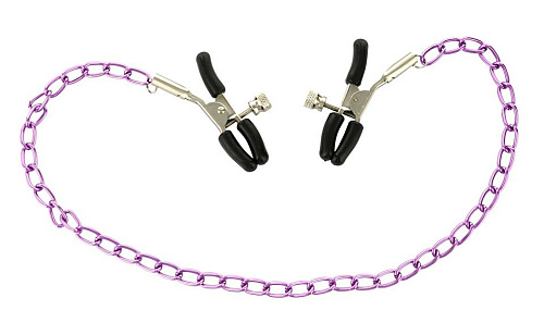 Фиолетовая металлическая цепочка на соски с зажимами Seven Creations Nipple Chain 7007S-BCDSC