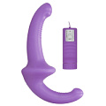 Фиолетовый безремневой вибрострапон с пультом управления Shots Media BV Vibrating Silicone Strapless Strapon OU323PUR