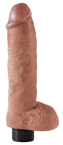 Кофейный вибромассажёр Pipedream 10 Vibrating Cock with Balls PD5410-22 (25,4 см)